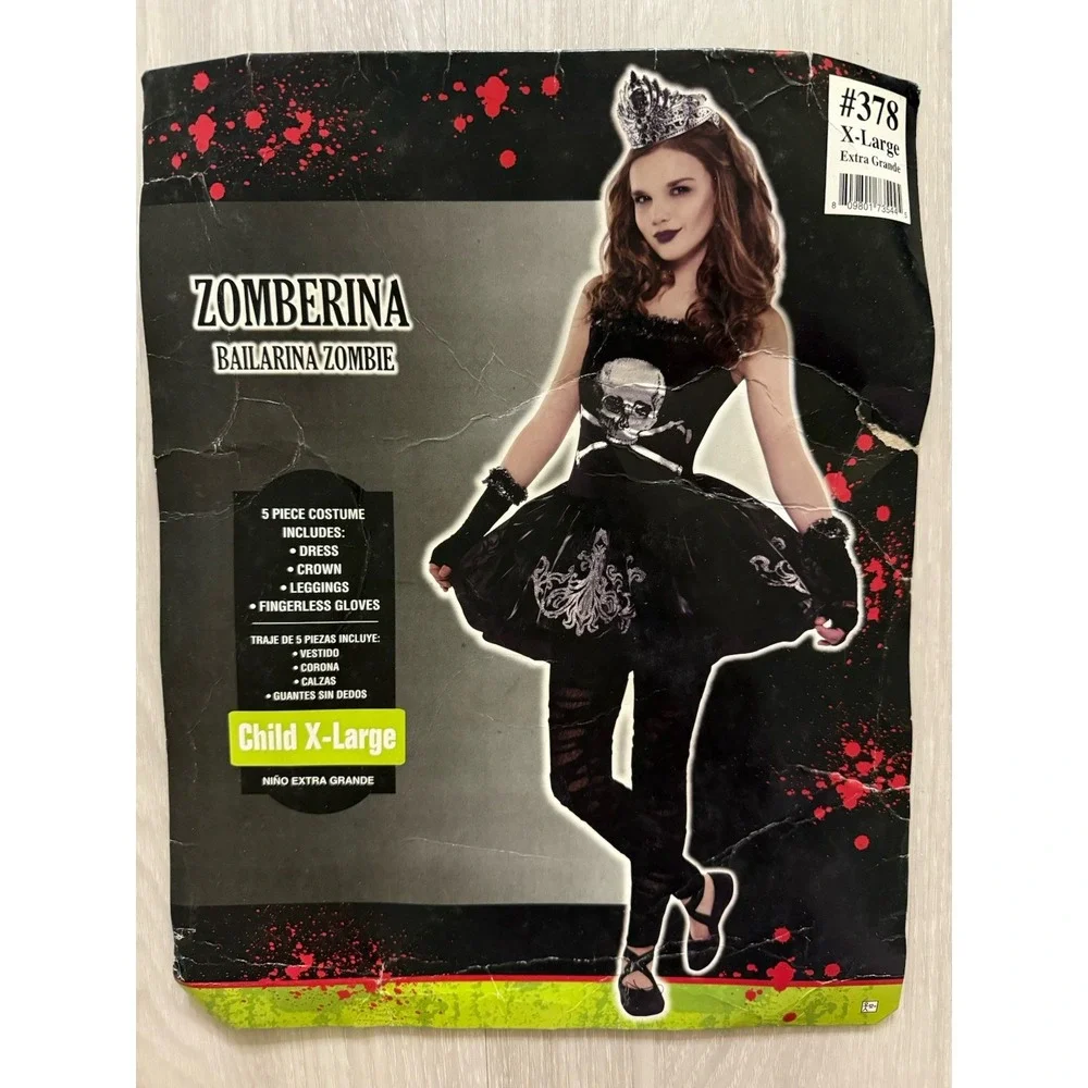 Zomberina Halloween Costume Girl's Child Size XL  Zombie Black